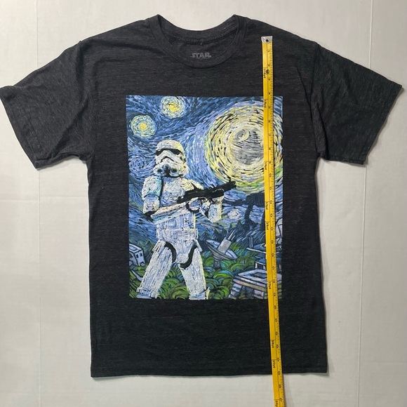 Star Wars Mens Tee Gray Size S Graphic Storm Trooper Van Gogh Short Sleeve Crew - Picture 4 of 9